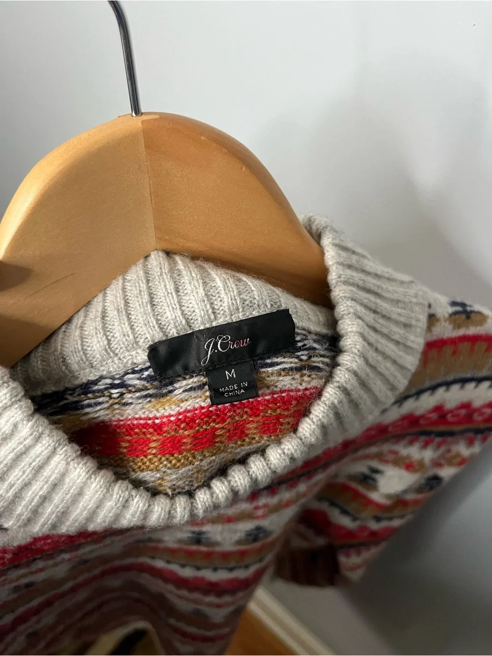 J. Crew Fair Isle Mockneck Lambswool Blend Sweater Size Medium